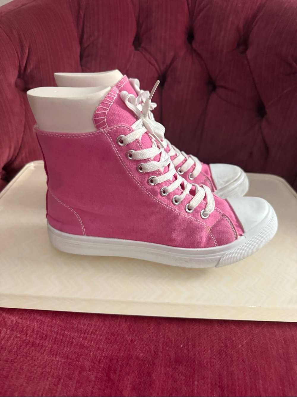 Forever 21 Women's Pink High-Top Canvas Sneakers